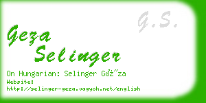 geza selinger business card